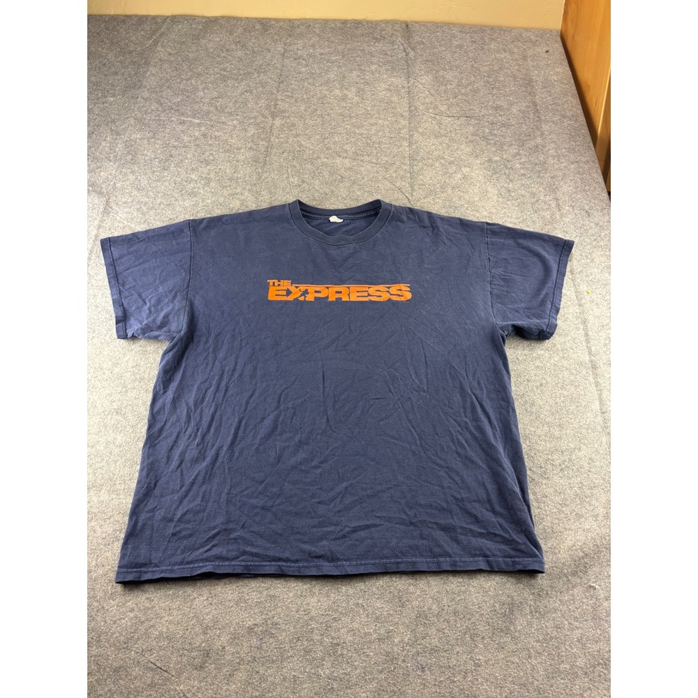 The Express Movie Promo T-Shirt Mens XL Navy Blue Orange Graphic Tee 2008 Film